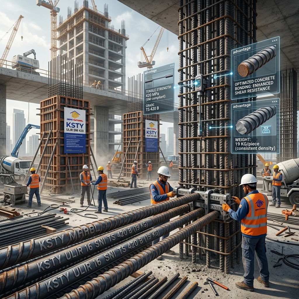Keunggulan BESI BETON KSTY ULIR SNI 420 (16mm, 19KG) untuk Konstruksi Terbaik