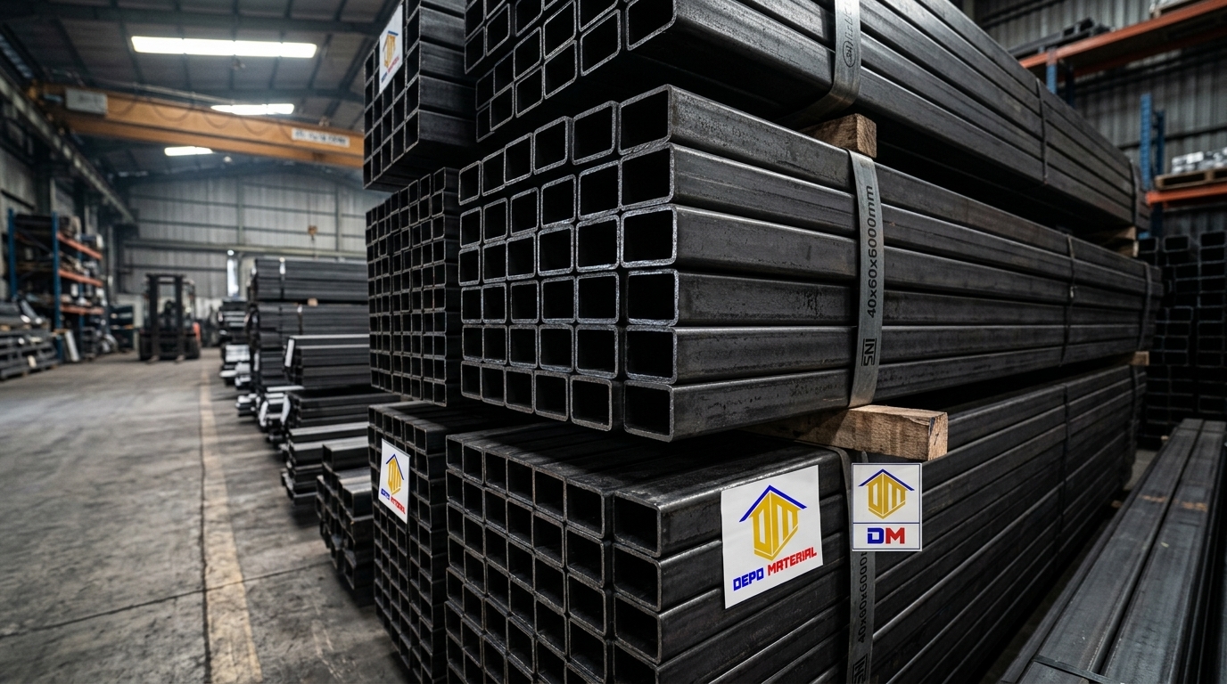 Rekomendasi Terbaik Keunggulan HOLLOW HITAM Spesifikasi HOLLOW HITAM 40 X 60 X 1,2 MM X 6 MTR (10 KG) Hanya di Depo Material