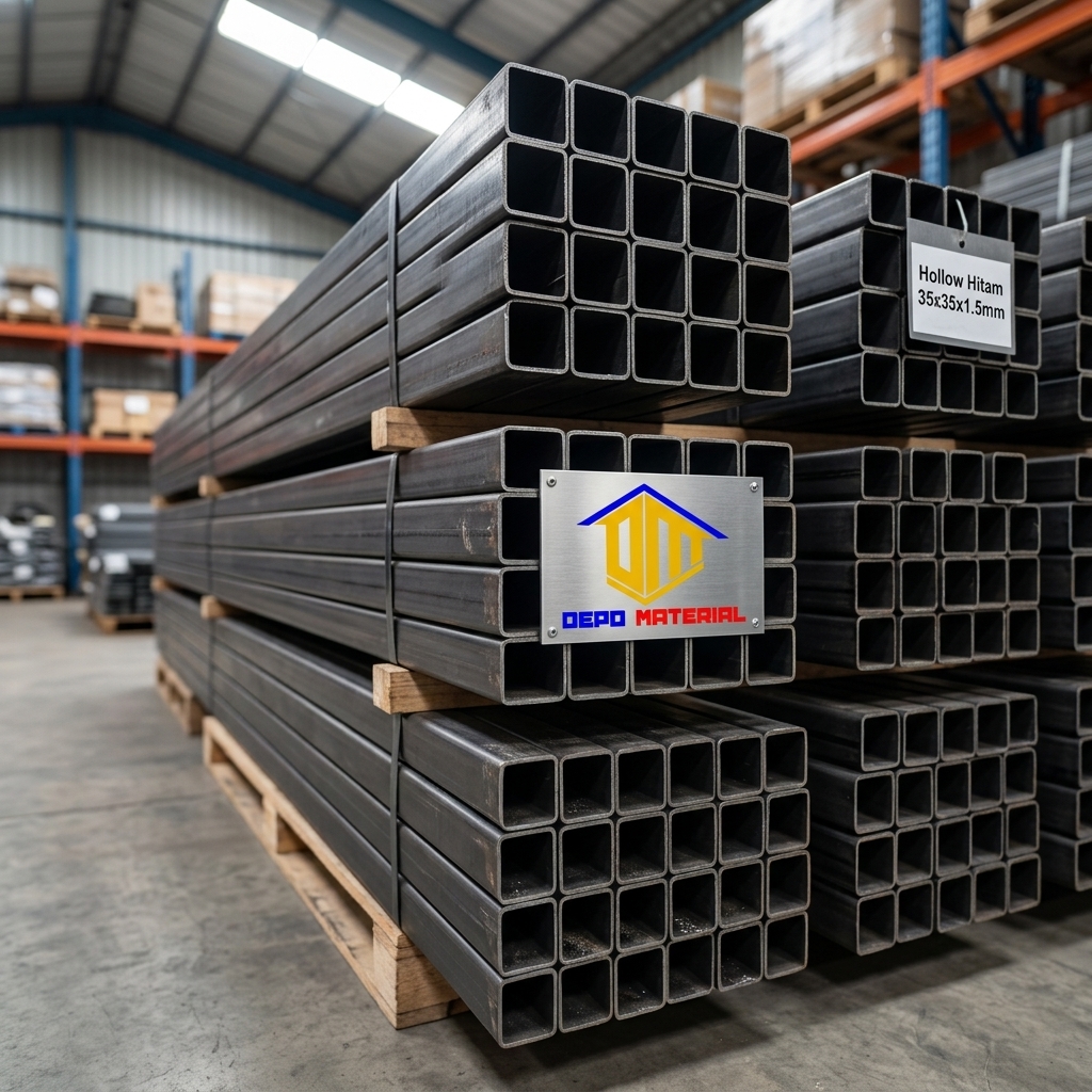 Rekomendasi Terbaik Keunggulan HOLLOW HITAM Spesifikasi HOLLOW HITAM 35 X 35 X 1,5 MM X 6 MTR (8,7 KG) Hanya di Depo Material
