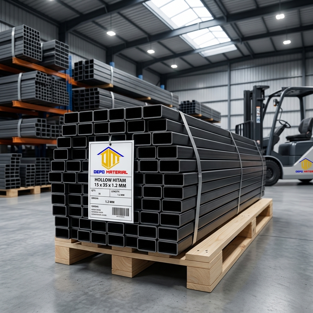 Rekomendasi Terbaik Keunggulan HOLLOW HITAM Spesifikasi HOLLOW HITAM 15 X 35 X 1,2 MM X 6 MTR (4,8KG) Hanya di Depo Material